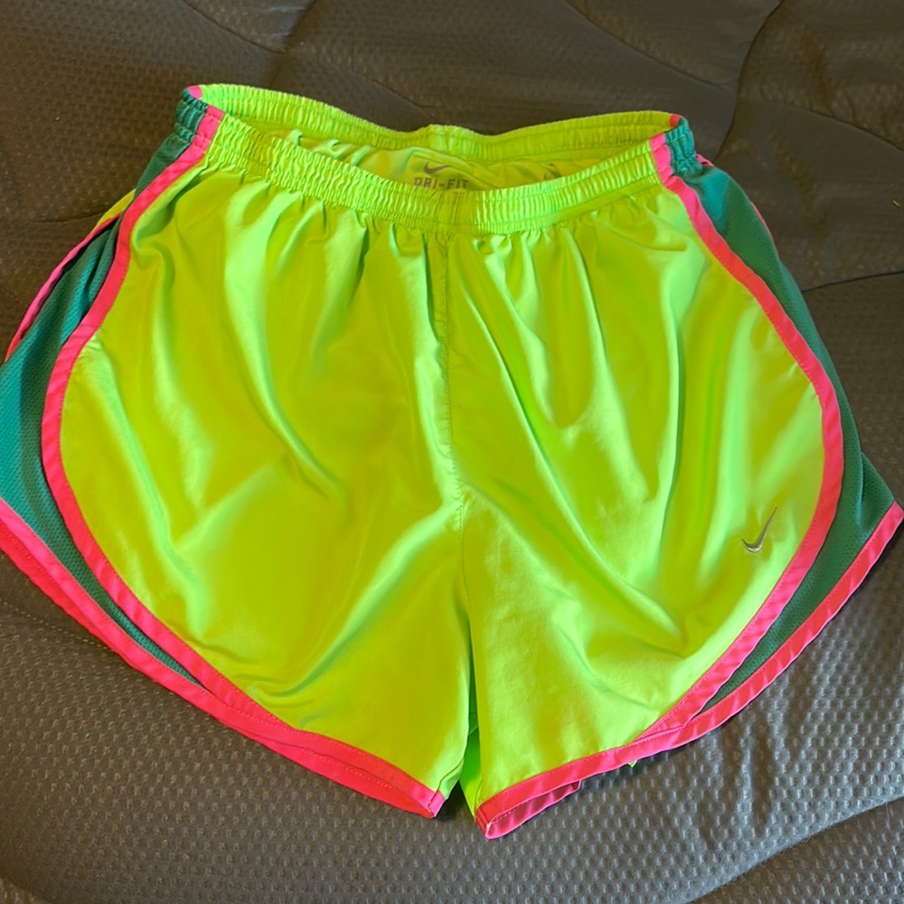 neon nike running shorts! size: medium